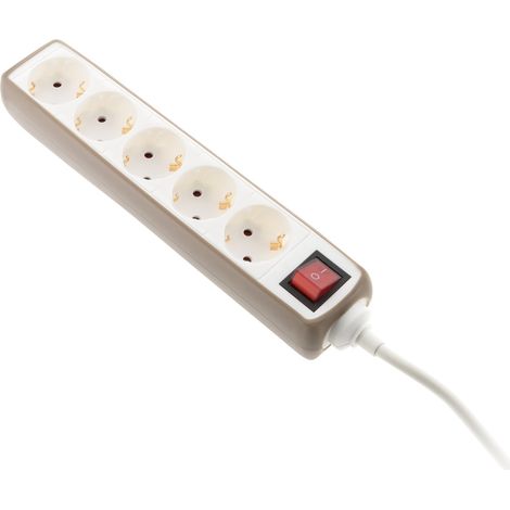Multiprise 5 prises Schuko 16A + interrupteur - Taupe - Zenitech (1/5)