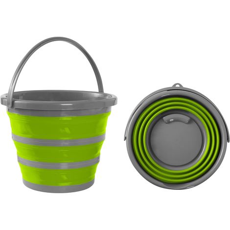 1 Seau Pliable, Silicone, 10L, Compact 5cm, Pour Maison, Camping, Pêche (1/5)