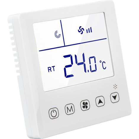 Thermostat numérique avec fonction ventilation, affichage LCD précis, régulateur de température pour climatisation domestique et hôtel, 220 V CA. (1/5)