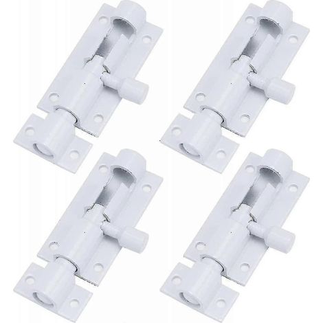 Verrou à barillet blanc, pêne dormant coulissant en alliage d'aluminium, verrou de porte coulissant de sécurité de 5 cm (2 pouces) (1/5)
