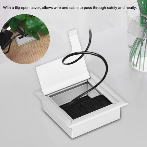 Cache supérieur carré en aluminium pour bureau, range-câbles d'ordinateur, passe-câbles. (1/5)