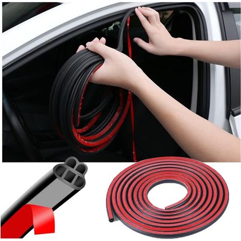 Autotürdichtung, doppellagig aus Gummi, 10 mm x 8 mm x 10 m, 5 Löcher, schalldämmend, selbstklebend, universell, für SUVs, LKWs, Wohnmobile (schwarz-1) (1/5)