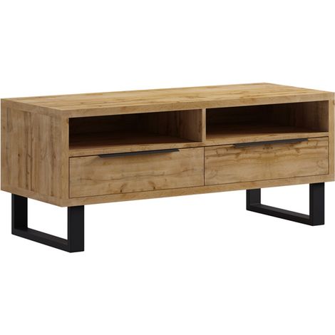TV-Möbel Eden mit 2 Schubladen, Holzoptik und Metall, 124cm (1/5)