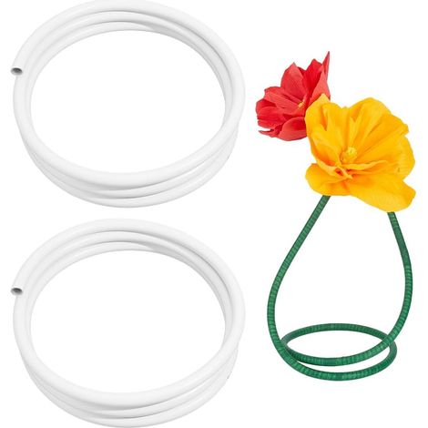 5m Tuyau Flexible pour Tiges de Fleurs 16mm Tube en Plastique Blanc Tige Pliable en Aluminium pour Tiges de Fleurs Artificielles Décoration D'Arche Mariage Bricolage, 2 Rouleaux (1/5)