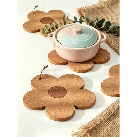 1 Stück, Größe M, 10 cm, hitzebeständige Isoliermatte aus Holz mit Blumenmuster, 10 cm, 38,1 x 25,4 x 38,1 cm (1/5)