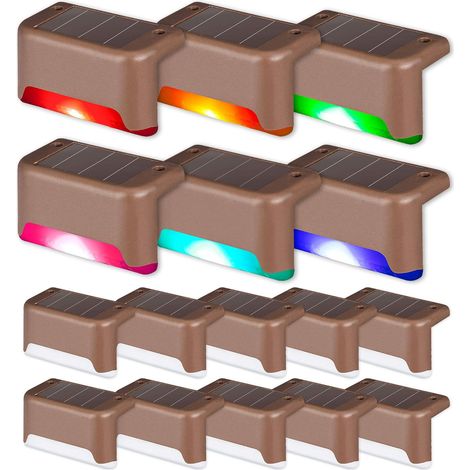Solarleuchten für den Außenbereich, braun, Muschelform, 7,8 x 2,8 x 4,7 cm, wasserdicht, Acryl-LED, geeignet für Treppenstufen, 16 Stück (1/5)