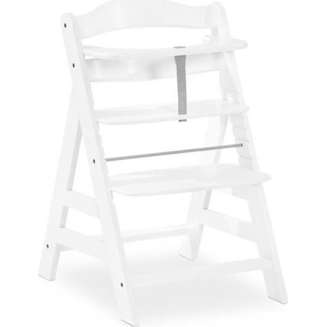 Chaise haute - HAUCK - ALPHA+B - Réglable - De 6 mois à 90 kg - Bois certifié FSC - Harnais 5 points - Blanche (1/5)