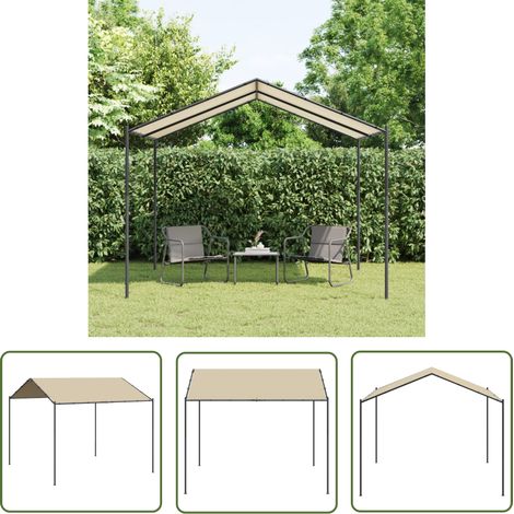 The Living Store Tente à auvent beige 3x3 m acier et tissu - Tente D'extérieur - Gazebo - Abri Solaire - Parasol - Jardin (1/5)