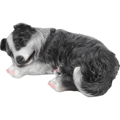 Statue de chiot en résine synthétique imperméable, représentant un Border Collie, pour la décoration de jardin ou d'extérieur.