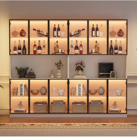 Mobile credenza con LED e 12 ante in MDF e vetro OKMYHOME (1/5)