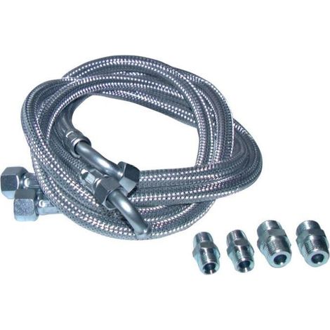 Flexible tuyau gaz 1000mm – Longueur flexible – 4 raccords M3/8" x M1/4" et M3/8" x M3/8" – Pression nominale PN