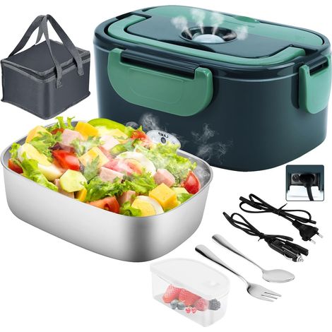 Heated Lunch Box 12 V/24 V/220 V/110 V, 1.5 L Electric Stainless Steel Fast Heating Lunch Box, Removable Lunch Box for Office, School, Travel, Car, with Insulated Bag (1/5)