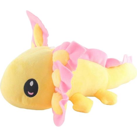 Kawaii Axolotl Plüschkissen, weiches Stofftier, rosa und gelb, sechseckiger Plüschdinosaurier, Spielzeug, Puppe, Heimdekoration, 35 cm (Gelb) (1/5)