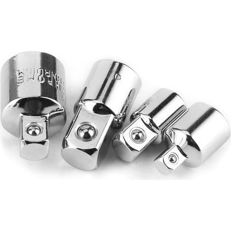 4pcs Douille Adaptateur Convertisseur 1/4 3/8 1/2 Pouce Clé à Choc, Manchon Acier Chrome Vanadium, Embout de Conversion pour Cliquet, Finition Électrolytique (1/5)