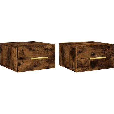 Maison Exclusive - Mesitas de noche de pared 2 uds color roble ah (1/5)