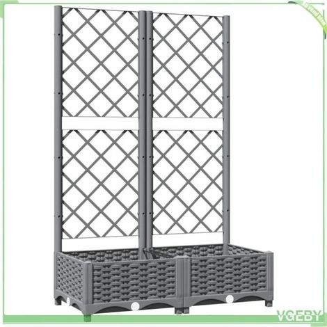 Jardinière avec treillis - FAFEICY - 153271 - Gris clair - PP (polypropylène) - 80 x 40 x 121,5 cm (1/5)