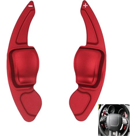 Rallonge de palettes de changement de vitesse au volant (1 paire) - Compatible avec Volkswagen Golf 6, GTI et R20 (Rouge) (1/5)