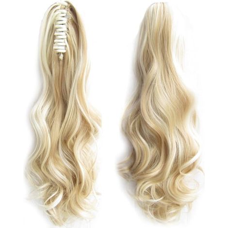 F18/613 Blonde bouclée - Queue de cheval bouclée avec pince synthétique Blonde/Boucles