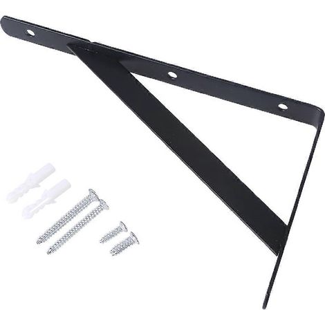 Supports de fixation robustes en acier inoxydable pour étagères, fixations triangulaires pour bureau ou table, gain de place, noir, lot de 2 (1/5)