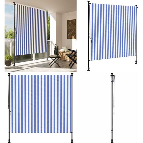 Außenrollo Blau und Weiß 200x270 cm Stoff und Stahl - Außenrollo - Markise - Sonnenschutz - Sichtschutz - Gartenrollo - Home & Living (1/5)