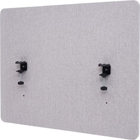 Paroi de séparation acoustique HWC-G75, cloison pour bureaux, Protection visuelle,panneau,tissu - 75x60cm,gris (1/5)