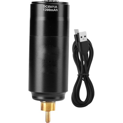 Alimentation sans fil pour machine à tatouer, stylo tatoueur, moteur RCA, batterie 1200mAh noir (1/5)