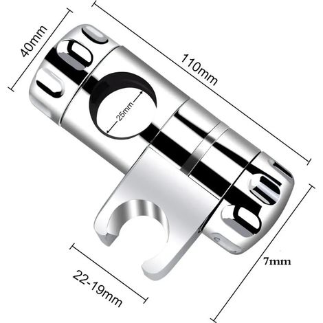 Support de douchette universel, support de douchette réglable pour douchette ou pomme de douche, plastique ABS chromé, pour barre de douche de salle de bain 25 mm