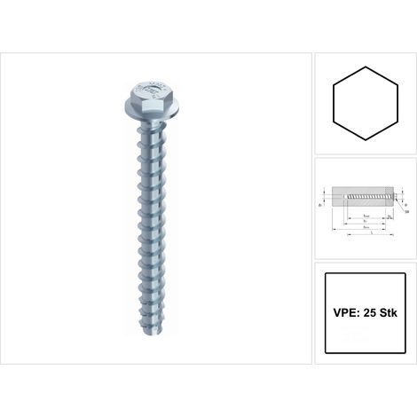 vis beton et maconnerie Multi-Monti plus 6 pans 10,0 x 60mm: sachet 25 (1/5)