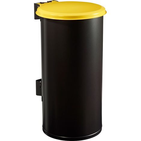 Poubelle murale Tubo - 80l - corps gris manganèse / couvercle jaune colza - RAL 1021 (1/4)