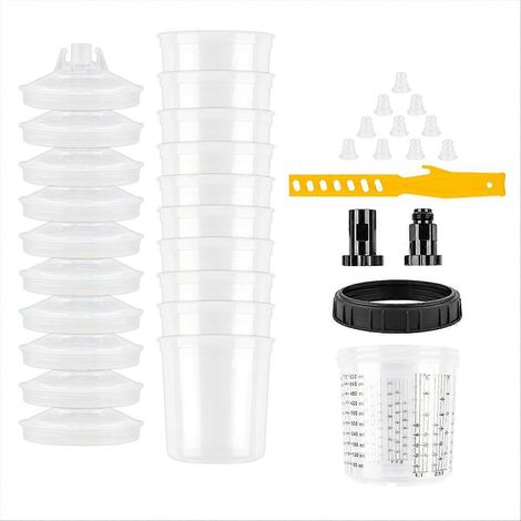 Godet de mélange de peinture H/O Quick Cup pour réservoir d'aérographe, 600 ml (20,3 oz), avec adaptateur 3/8", lot de 10. (1/5)