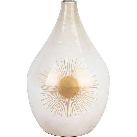 Vase fer soleil blanc nacre 25x43cm (1/2)