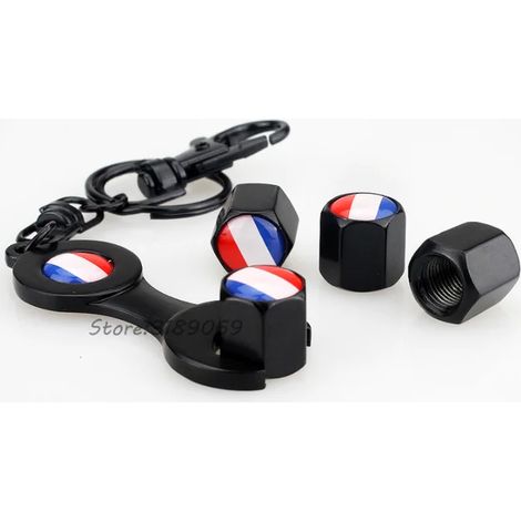 - 84 bouchons de valve de pneu, 1 clé, logo drapeau, décoration auto. Compatible avec les modèles X1, X3, X5, Série 1, Série 3, Série 5, Série 7 et Série M. (1/5)