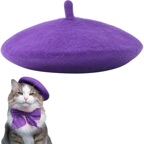 Béret pour petit chien et chat, mini casquette en laine colorée, accessoires créatifs pour animaux de compagnie, costume champignon français, chapeau Fedora, bonnet, accessoire pour cheveux solides (1/5)