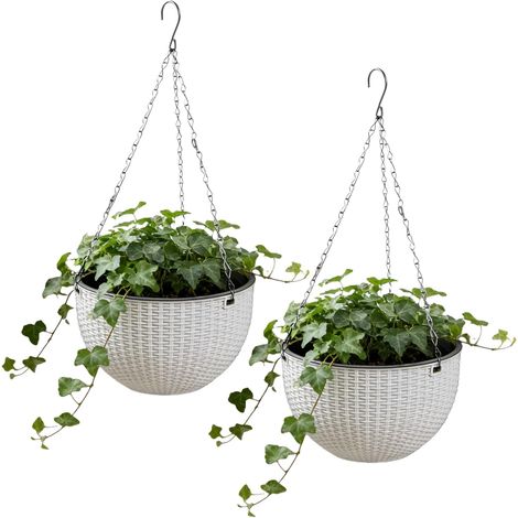 Pot Suspendu Plante Intérieur 2 Pièces, Pot de Fleur Suspendu 16,5 cm avec Trou de Drainage (1/5)