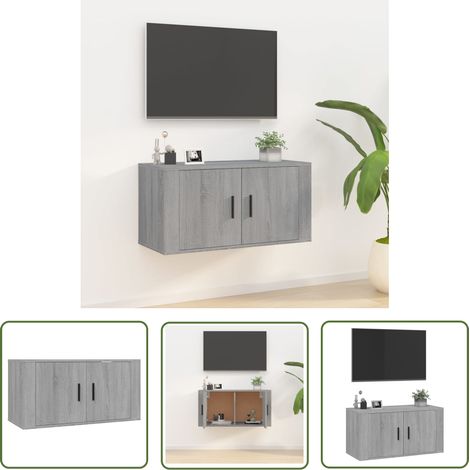 The Living Store TV-Wandschrank Grau Sonoma 80x34,5x40 cm - TV Schrank - Wandregal - Wohnwand - Regal Grau - Holzwerkstoff Möbel (1/5)