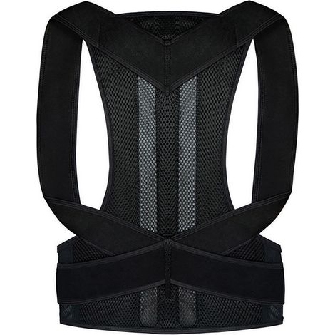 Correcteur de posture dos droit, ceinture de maintien lombaire respirante et confortable, support dorsal noir pour corriger la cambrure. (1/5)