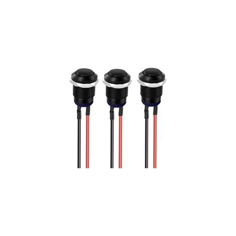 3-teiliger, vorverdrahteter, wasserdichter IP65-Drucktaster aus selbstverriegelnder Aluminiumlegierung, Ein/Aus-Taster, 12 mm, 2 A, 12 V/24 V/125 V/250 V AC (Kopf nach oben) (1/4)