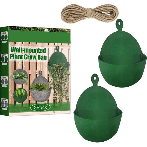 Filz-Wand-Pflanzbeutel für vertikale Pflanzen, Hängepflanzbeutel mit 2 Taschen, grün.