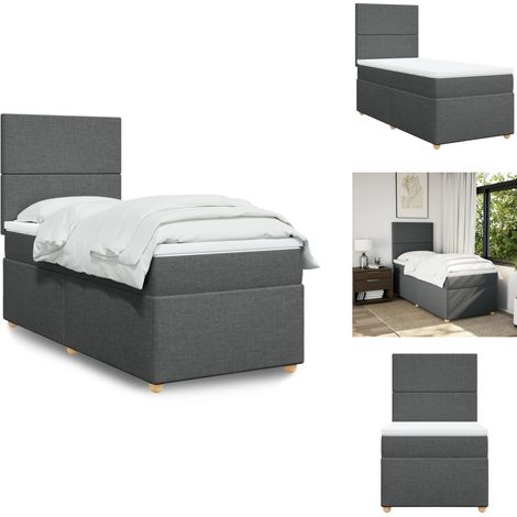 Sommier à lattes de lit avec matelas Gris foncé 100x200cm Tissu - Sommier À Lattes De Lit - Sommiers À Lattes De Lit - Lit - Meuble De Chambre À Coucher (1/5)
