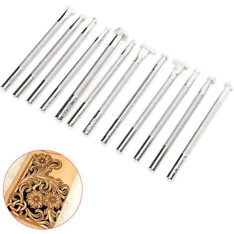 12 Pièces Kit de Gravure sur Cuir, Outils de Marquage pour Artisanat en Cuir (1/5)