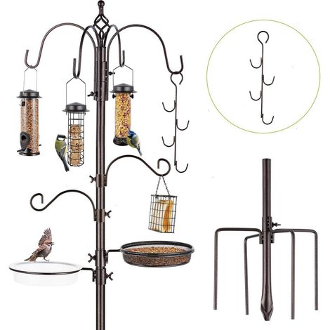 Vogelfutterstation mit Ständer, höhenverstellbar bis 238cm, inkl. 3 Futternäpfen