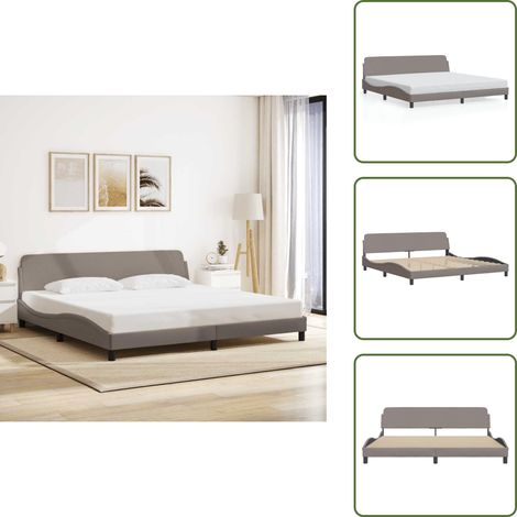Schlafzimmer - vidaXL Bettgestell "Dover" Taupe 200x200 cm Stoff - Stoffbett (1/5)