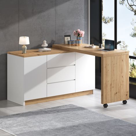Escritorio abatible con almacenaje y ruedas 120 cm OKMYHOME (1/5)