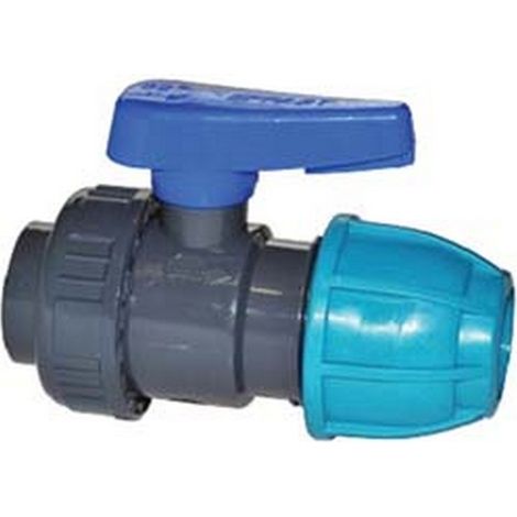 1PZ VALVOLA SFERA A COMPRESSIONE MONOGHIERA FILETTO FEMMINA POLIPROPILENE - F 32x1"