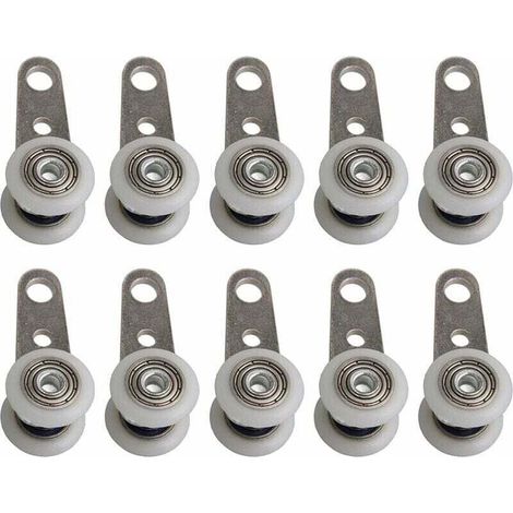 Lot De 10 Roulettes Pour Baies Vitrées Ou Portes Coulissantes - En Métal Et En Plastique - 4,5X 1,9Cm (1/4)