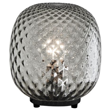 Lampe De Table Oban Noire Avec Diffuseur En Verre Soufflé Bouche, Effet Ballotin, Finition Fumée - Connexion E27 Groupe Rossini (1/5)