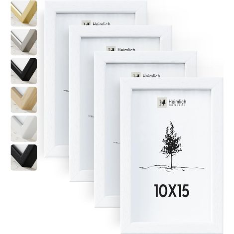 Set di 4 Cornici per Foto Estetiche in Legno Bianco 10x15 cm (1/5)