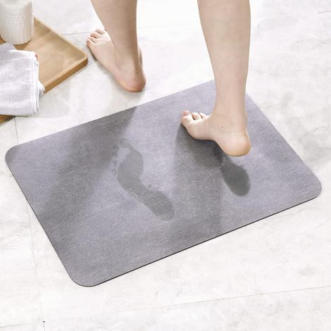 40x60cm Non-slip Bathroom Mat, Super Absorbent Three-Layer Diatomaceous Earth, Suitable for Bathroom Doors, Living Room, Washable Gray Bathroom Mat (1/5)