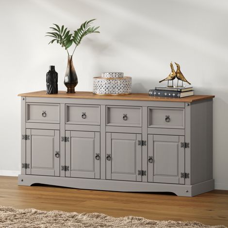 Corona Grey Wax 4 Door Sideboard (1/4)