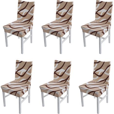 Lot de 6 housses de chaise extensibles, lavables, amovibles, anti-poussière pour maison, hôtel, bureau, cérémonie, mariage, fête. (1/5)